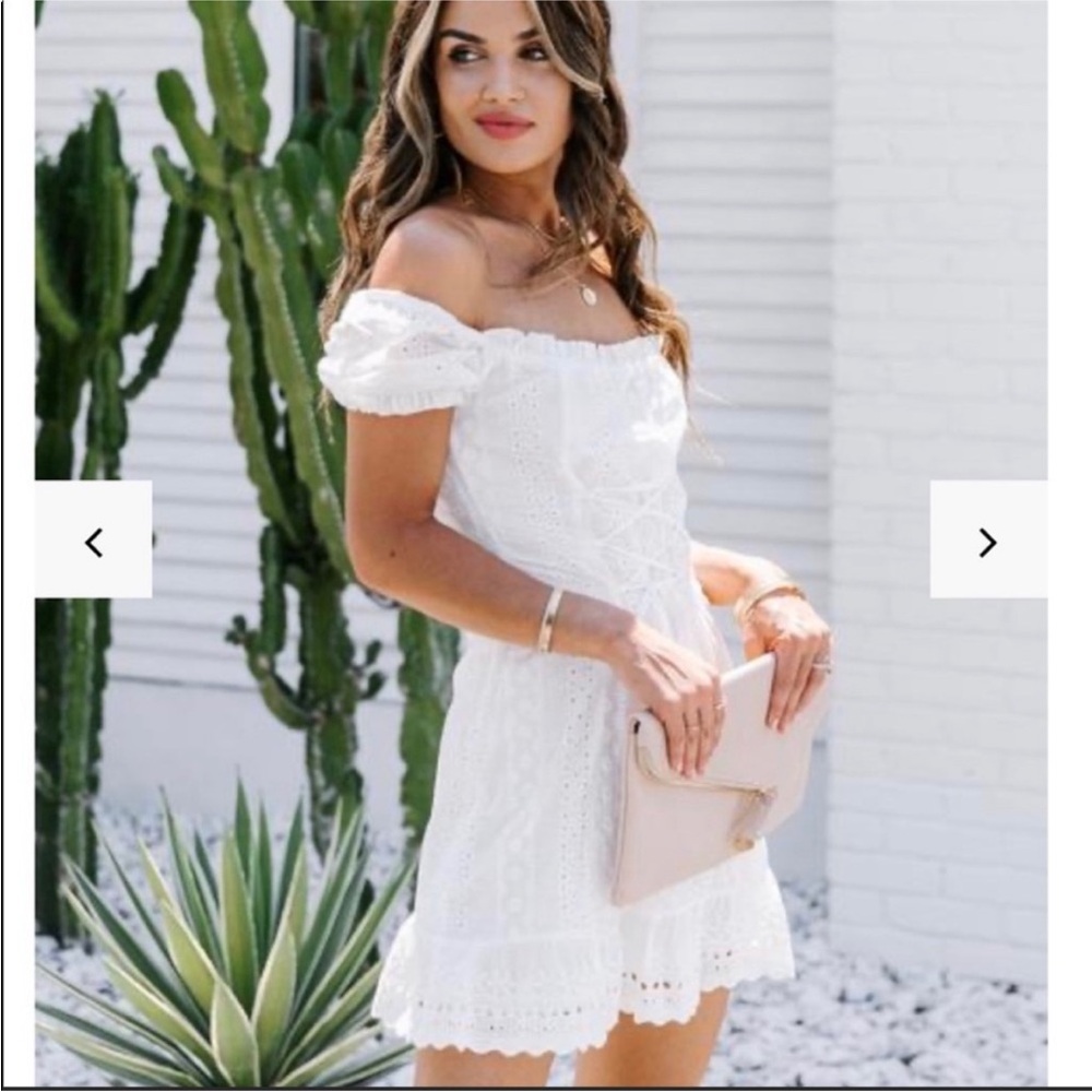 NWOT VICI Waterbury Cotton Eyelet Lace Up Dress